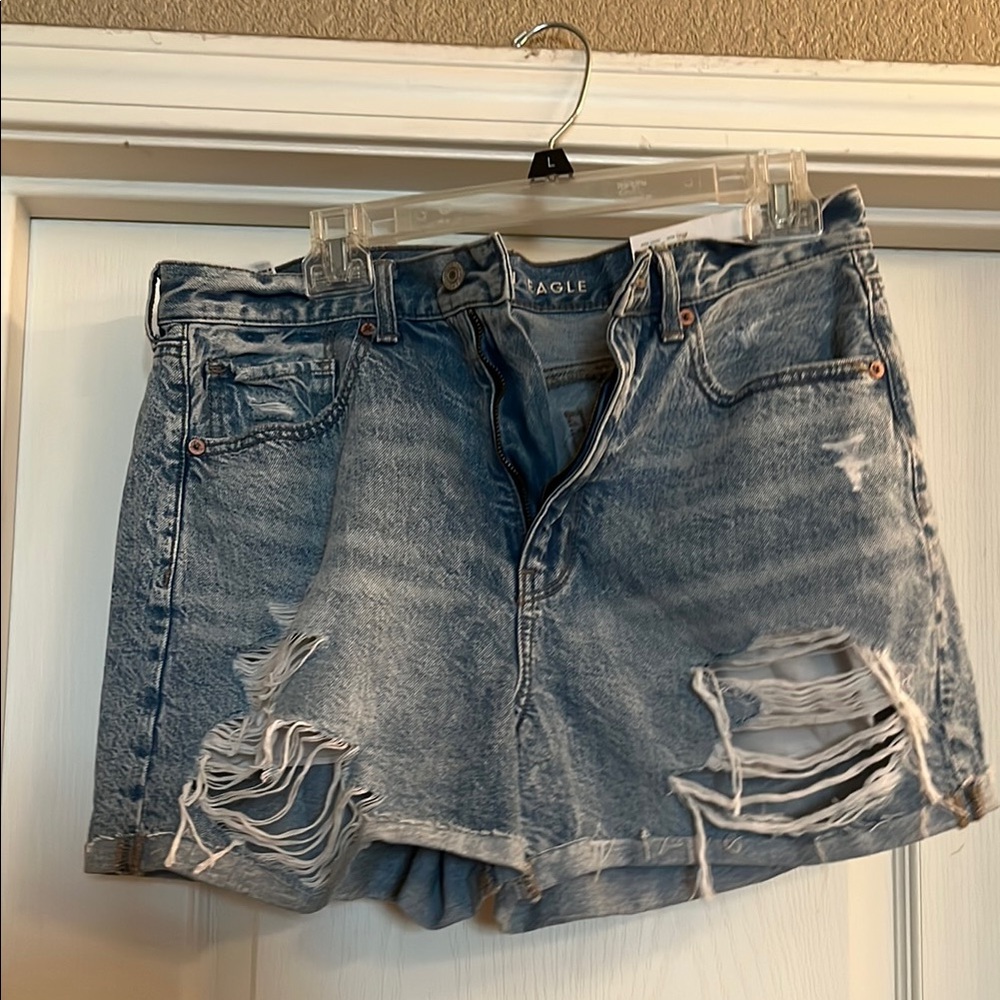 Distressed Blue Denim Shorts